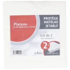 Protège matelas jetable 2 places blanc x2