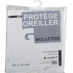 Protège oreiller anti acariens molleton rectangulaire blanc