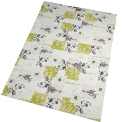 Protège table imprimé fleur galet Zen vert 140 cm