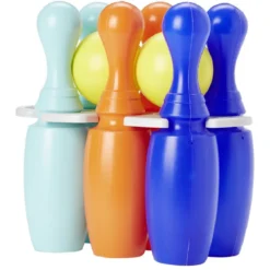 Quille en plastique pour bowling bleu et orange x6