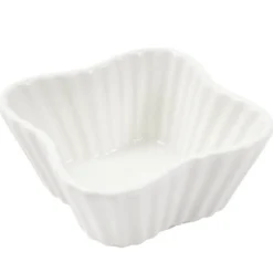 Ramequin carré céramique contour texturé blanc 7,5x7,5xH3,5cm