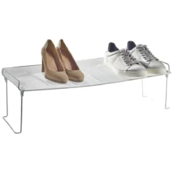 Range chaussures étagère blanche superposable 68x28xH22cm