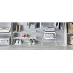 Range chaussures étagère blanche superposable 68x28xH22cm