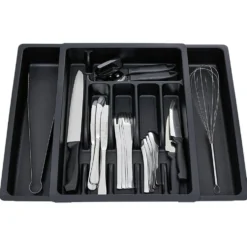 Range couverts extensible plastique noir