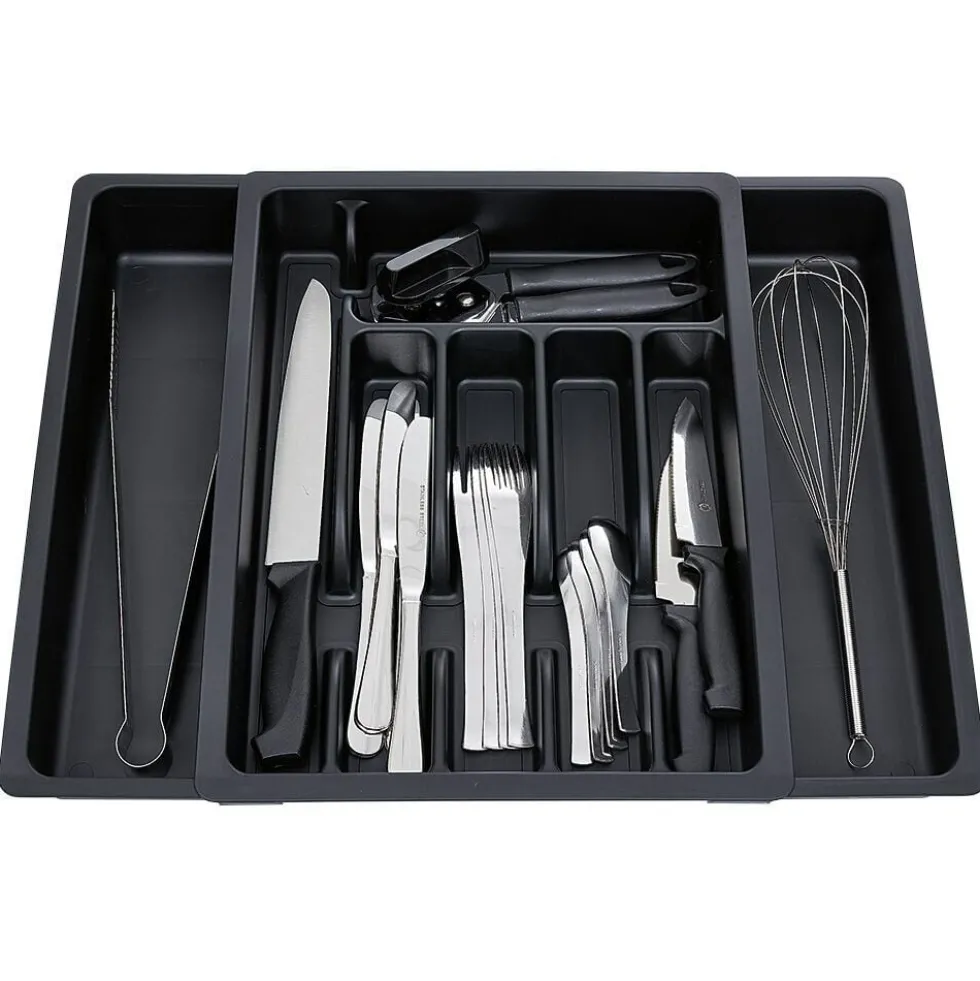 Range couverts extensible plastique noir