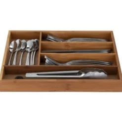 Range couverts organisateur 5 compartiments en bambou 34x24xH4cm