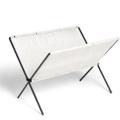 Range magazine coton blanc et métal 35,5x25x25cm