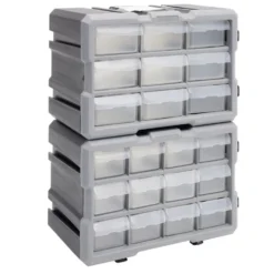 Rangement bricolage modulable plastique gris 9 casiers 28x17xH16cm