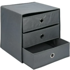 Rangement textile Box Cube 3 tiroirs gris 31x29xH31cm