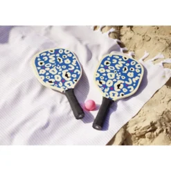 Raquette de plage léopard bleu + balle