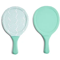 Raquette de plage x2 + 1 balle adulte plastique vert
