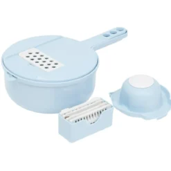 Récipient 6-en-1 avec passoire et accessoires de coupe