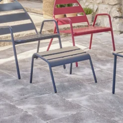 Repose-pied Fun métal gris 48x45xH32cm