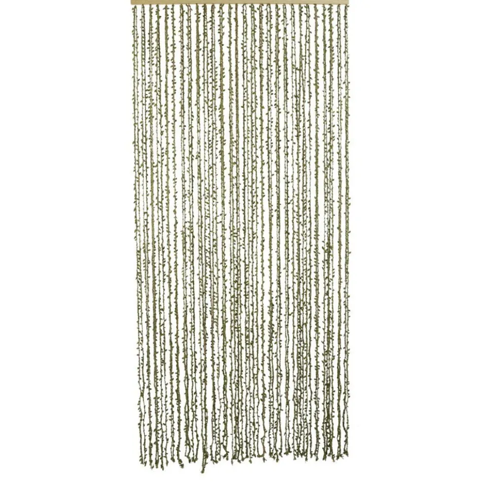 Rideau de porte jute feuillage vert 90xH200cm