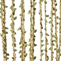 Rideau de porte jute feuillage vert 90xH200cm