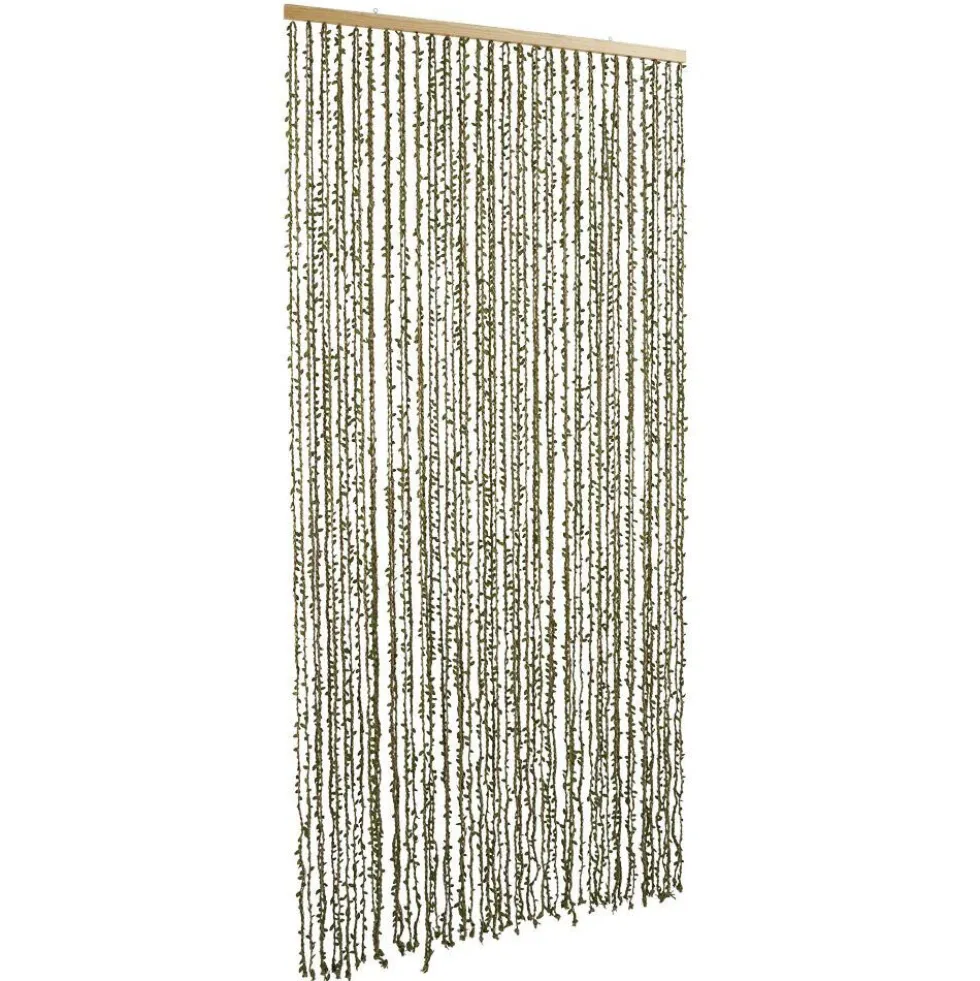 Rideau de porte jute feuillage vert 90xH200cm