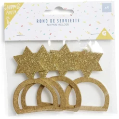 Rond serviette étoile bois doré x6