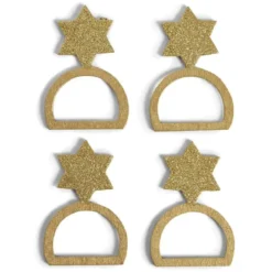 Rond serviette étoile bois doré x6