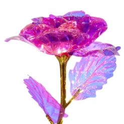 Rose éternelle irisée lumineuse avecLED 15x15xH50cm (3 modèles)