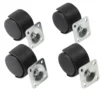 Roulettes rotatives noires x4 en plastique et métal