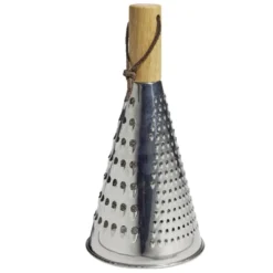 Râpe conique multifonction inox gris et manche bambou