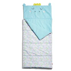 Sac de couchage enfant motif dinosaure vert 70x160cm