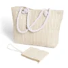 Sac de plage beige polyester et coton