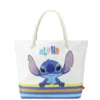Sac de plage coton anses cordes motif Stitch Aloha 56x16xH38cm