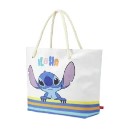 Sac de plage coton anses cordes motif Stitch Aloha 56x16xH38cm