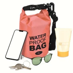 Sac de plage étanche 2L polyester rouge et noir