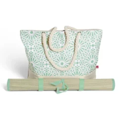 Sac de plage 48x29cm et natte 180x60cm Funky polyester et paille