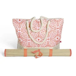 Sac de plage 48x29cm et natte 180x60cm Funky polyester et paille