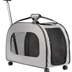 Sac de transport pour animaux avec roulettes souple gris 68x34,5xH48cm