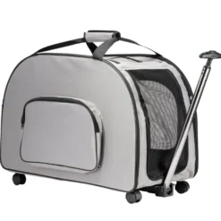 Sac de transport pour animaux avec roulettes souple gris 68x34,5xH48cm