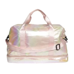 Sac de voyage femme aspect brillant 49x23xH30cm - 2 modèles rose ou vert