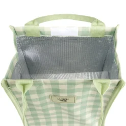 Sac isotherme 13L motif vichy vert 24x15xH33cm