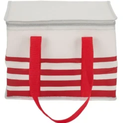 Sac à repas isotherme rouge et blanc L.28xl.18xH.21 cm