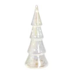 Sapin miniature holographique en verre 15LED Ø9,5xH26cm