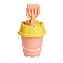 Seau de plage avec pelle râteau tamis en plastique corail