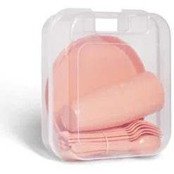 Service de pique-nique pour 6 personnes plastique orange