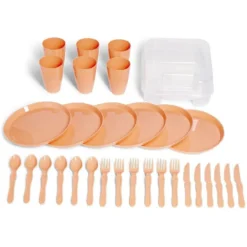 Service de pique-nique pour 6 personnes plastique orange