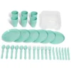 Service de pique-nique pour 6 personnes plastique bleu