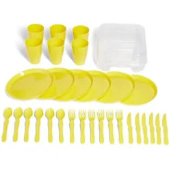 Service de pique-nique pour 6 personnes plastique jaune