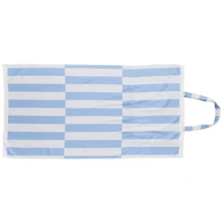 Serviette de plage avec sac intégré 2en1 polyester rayé blanc et bleu 90x164cm