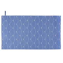 Serviette de plage bleue motif vague graphique blanc