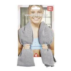 Serviette de sport grise 100x30cm polyester