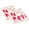 Serviette de table x2 coton vichy rose "bon appétit" 45x45cm