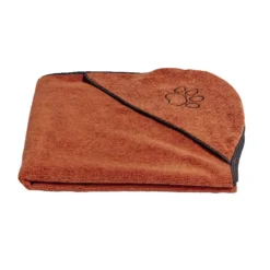 Serviette de toilette animaux 70x140cm microfibre rouge