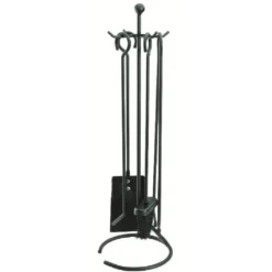 Set cheminée 4 accessoires pelle balayette pince tisonnier métal
