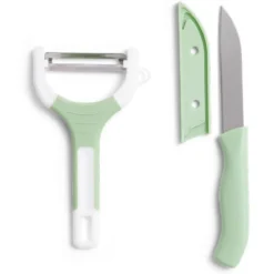 Set couteau et éplucheur inox et plastique - 3 modèles